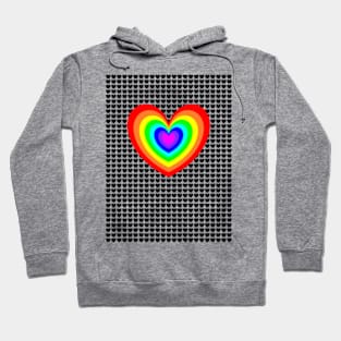 Rainbow and Black Love Hearts Hoodie